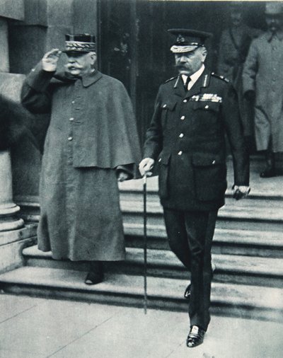 Britischer Kriegsminister und französischer Generalissimus: Lord Kitchener und General Joffre, aus The Illustrated War News, 1916 von English Photographer